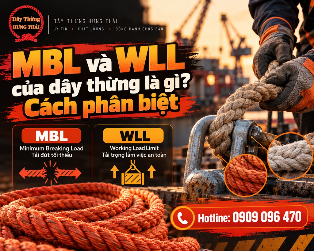 Sơ đồ phân biệt MBL và WLL của dây thừng