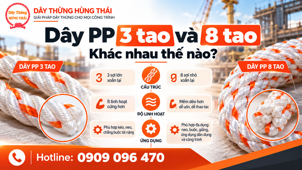 So sánh cấu trúc dây PP 3 tao và dây PP 8 tao