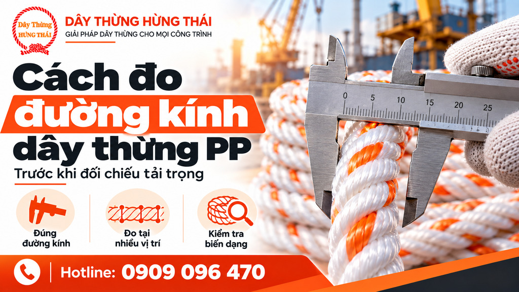 Cách đo đường kính dây thừng PP trước khi đối chiếu tải trọng