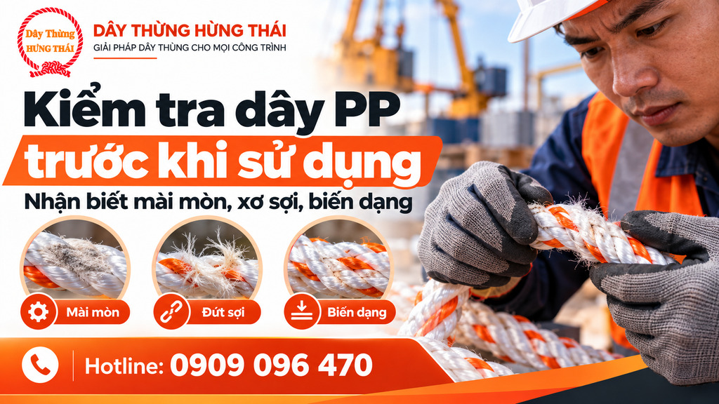 Kiểm tra tình trạng dây PP trước khi sử dụng chịu tải