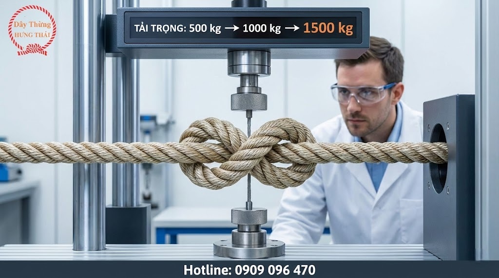 Thử nút dây thừng với tải tăng dần để kiểm tra độ trượt