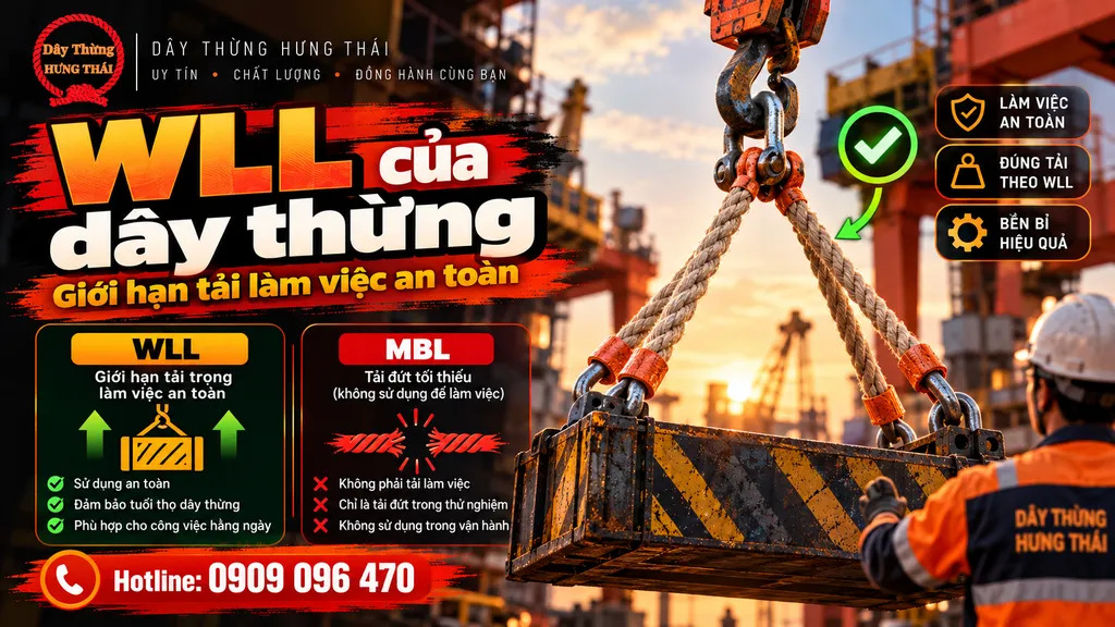 WLL là giới hạn tải trọng làm việc của dây thừng